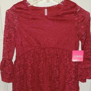 NEW Girls Red Lace Dress by FabKids